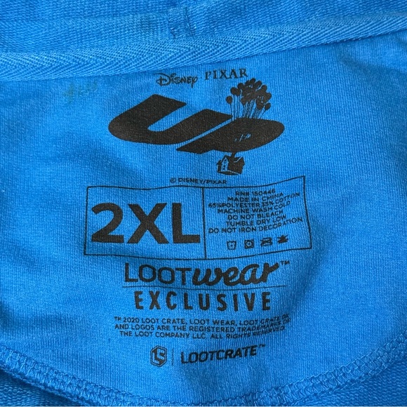 Disney Pixar UP Mens 2XL Lootwear Exclusive Hoodie Full Zip Blue Sweatshirt - Picture 6 of 6